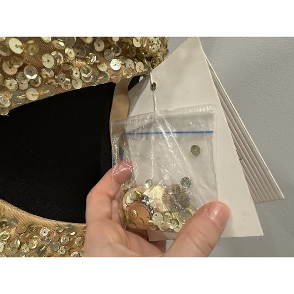 Mac Duggal 6077 Thin Strap Cut out Gown with Ombre Sequins Gold Sz 4 NEW - Picture 5 of 9